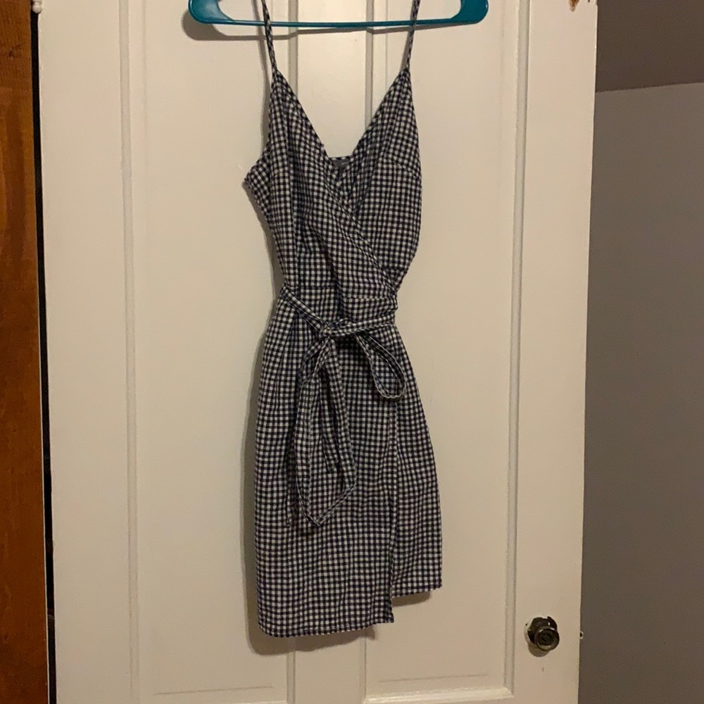 Airie black checkers wrap dress
